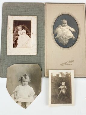4 Vintage Antique Victorian Babies Children Photos Cabinet Cards Hagerstown